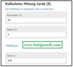 Kalkulator Hitung Jarak (s)