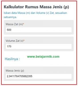 Kalkulator Rumus Massa Jenis